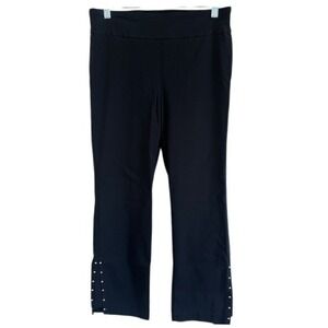 Counterparts Women's Black Pull On Elastic Waist Stretch Pants MD Beaded Hem